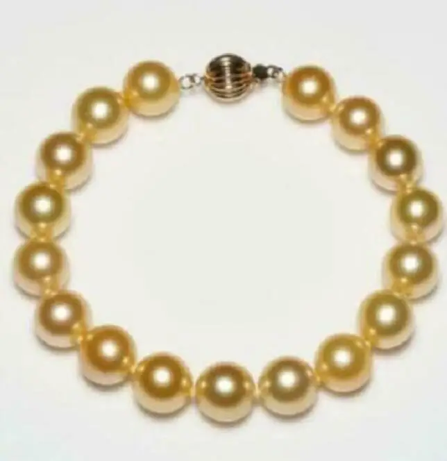 

New South Seatic AAA 11-12mm Natural Gold Bead Bracelet 7.5-8"-