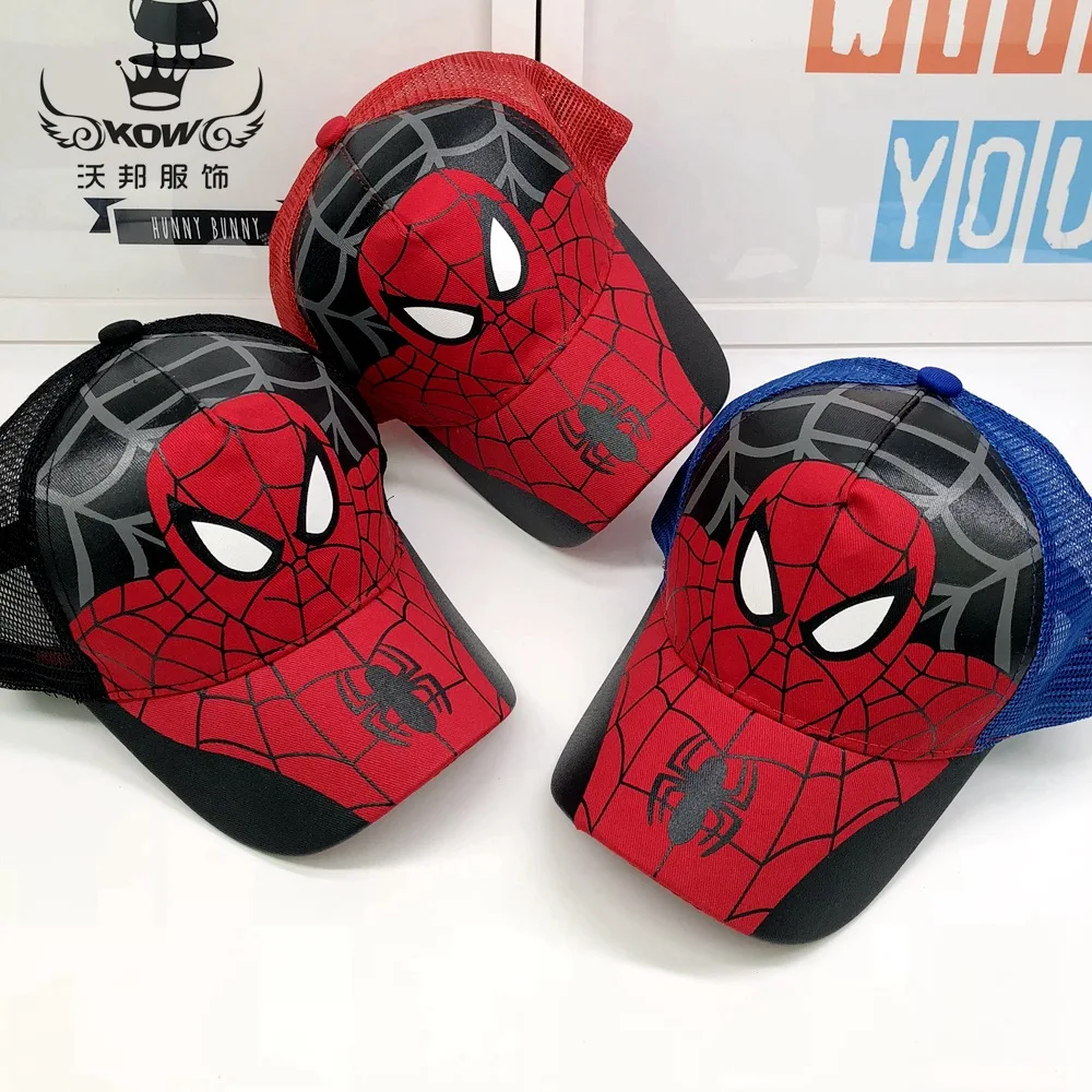 

Marvel Kids Kawaii Sun Hats Wholesale Spiderman Beach Hat Summer Boys Peaked Cap Cartoon Embroidery Children's Cute Baseball Cap