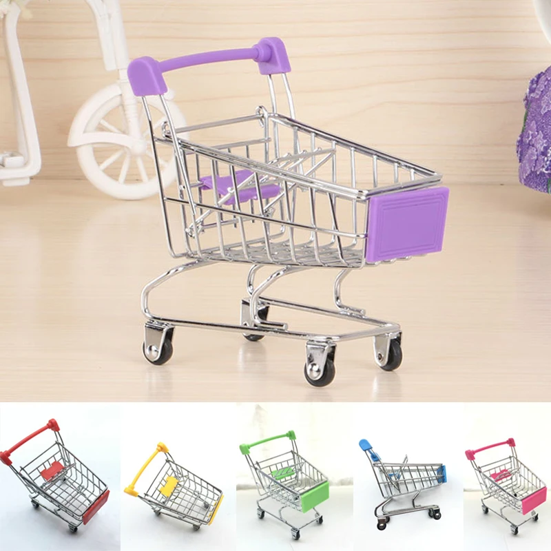 

Multicolor Mini Supermarket Handcart Kids' Toy Simulation Shopping Cart Room Desktop Ornaments Hand Trolleys Gift for Children