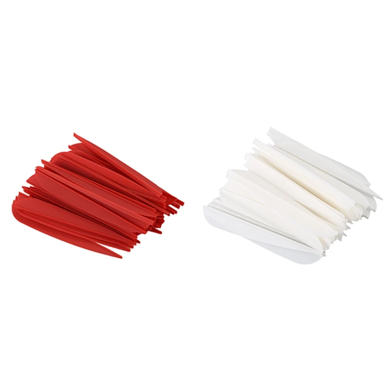

100 Pcs Arrows Vanes 4 Inch Plastic Feather Fletching For DIY Archery Arrows, 50 Pcs White & 50 Pcs Red