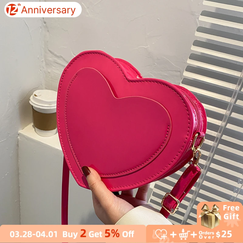 

PU Leather Women Heart-shaped Crossbody Bag Luxury Designer Small Shoulder Bags for Ladies Female Evening Clutch Purse Handbags
