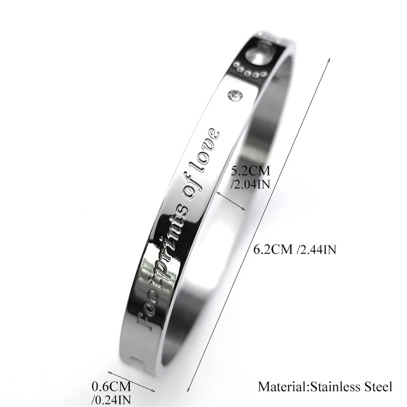 Модный браслет с надписью Следы любви для женщин и мужчин из нержавеющей стали