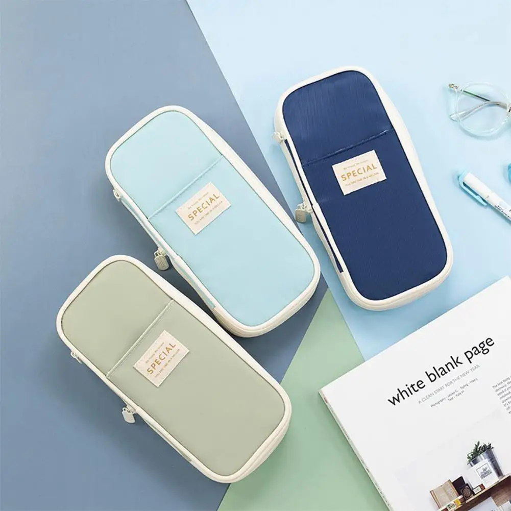 

Pencil Case Macaron Color Patchwork Color Can Be Converted Into Large Capacity Upgraded Pen Bag School Supplies