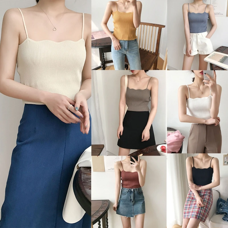 

Women Camisole Spaghetti Strap Tank Tops Girl Beautiful Back Crop Tops for Party