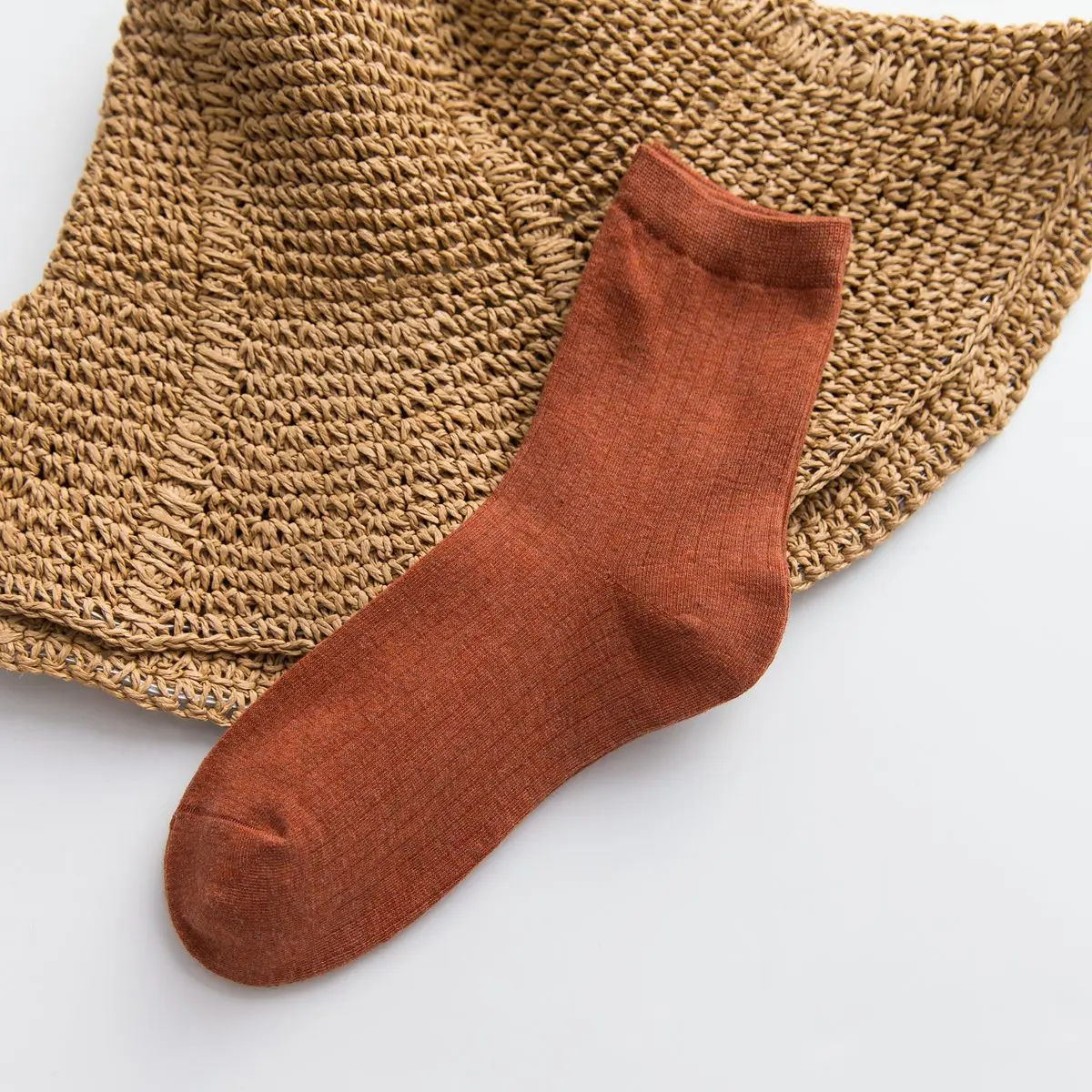 2 Pairs Women's Mid-calf Solid Color Cotton Socks Spring and Autumn Japanese Cute Korean Version of The Student Kawaii Socks