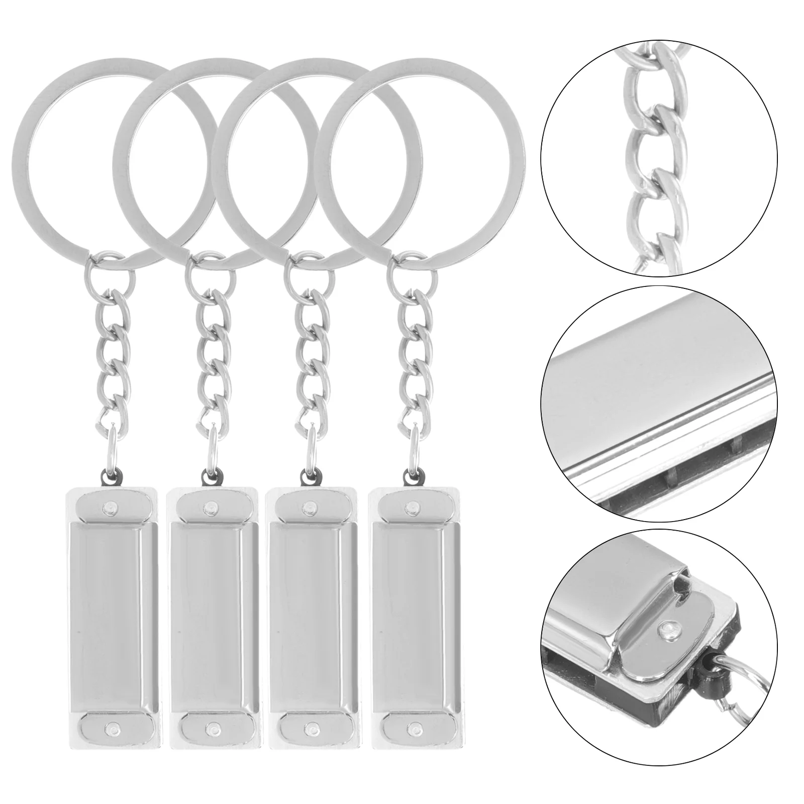 

4 Pcs Backpack Key Pendant Bag Hanging Ornament Keychain Backpacks Creative Keyring Rings Mini Metal Light Chromatic harmonica