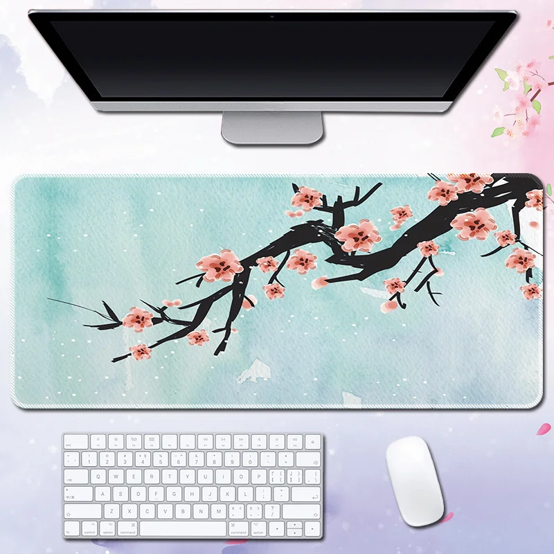 

Pink Cherry Blossoms Mousepad Home Computer Table Large Pc Mouse Pad Art Sakura Keyboard Mause Rug Desk Mat Office Accessories