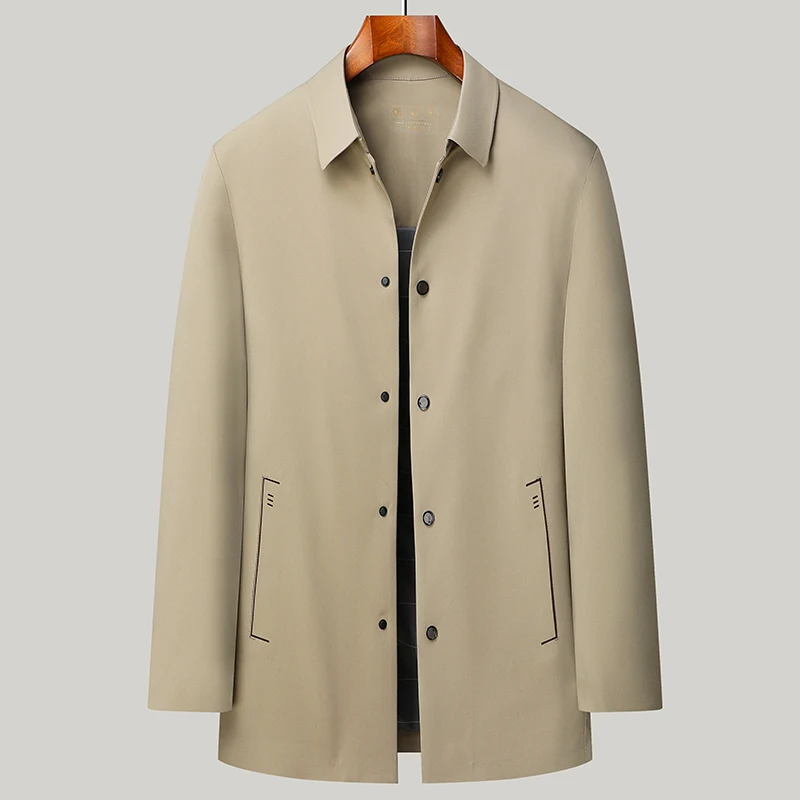 

Trench Coat Men's Long Fashion Handsome Trend Spring and Autumn Young Boutique Men's Business Casual Lapel Single-breasted Coat