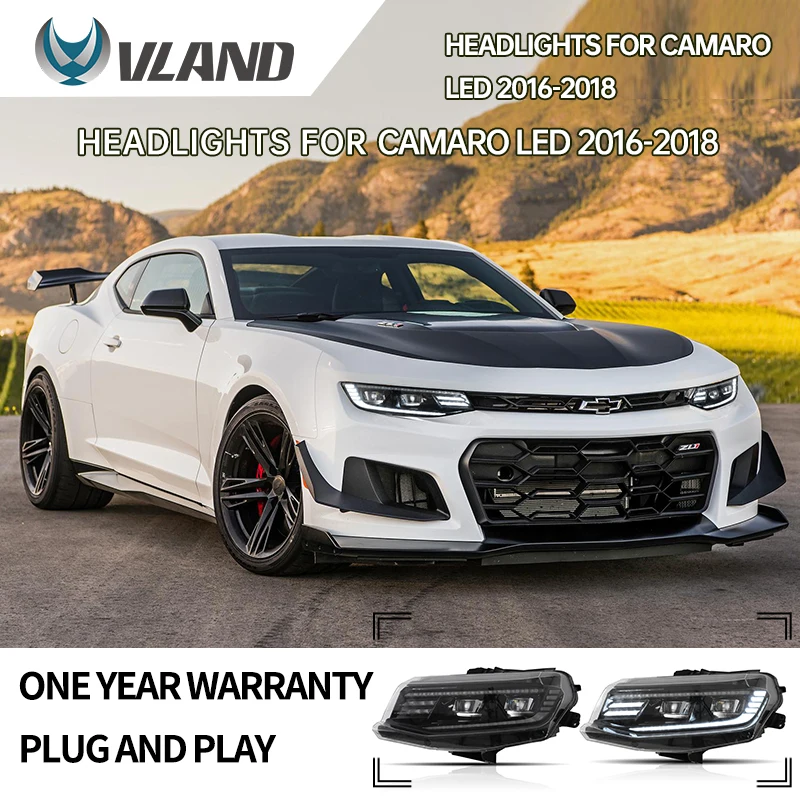 

Автомобильные аксессуары VLAND, передняя фара для CHEVROLET CAMARO, фары 2016-2019 Cooper DRL, светодиодный прожектор