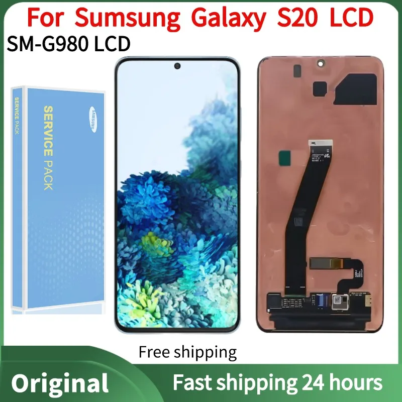 100%Original 6.2“ AMOLED LCD For Samsung S20 G980 LCD For Samsung S20 G980F Display Touch Screen Digitizer Assembly Repair Parts