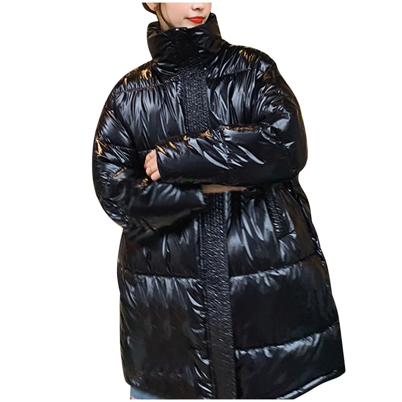 Winter Down Padded Jacket Women Mid-length Thick Loose Large Size Coat Women's Clothing Fur Collar Jacket 2023 New