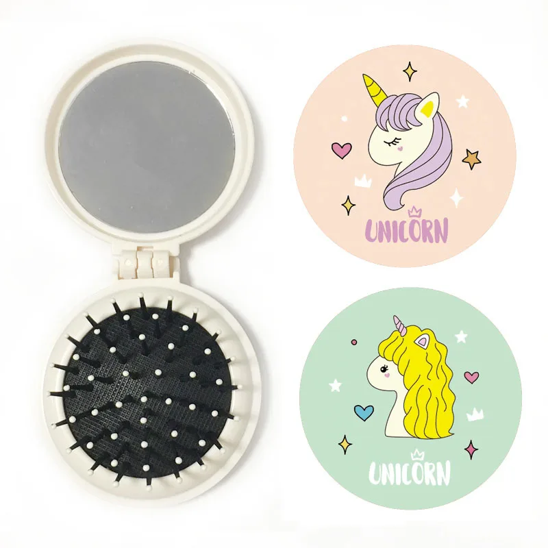 

1pcs Mini Cartoon Air Bag Combs with Make Up Mirror Cute Unicorn Air Cushion Comb Head Massage Hairdressing Comb for Women Girls
