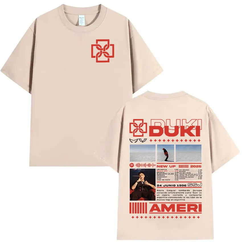 Фото Рэпер Duki SSJ Album 2025 Ameri Графическая футболка Мужская уличная футболка в стиле хип-хоп с короткими рукавами Мужская хлопковая футболка в стиле ретро Уличная одежда №4