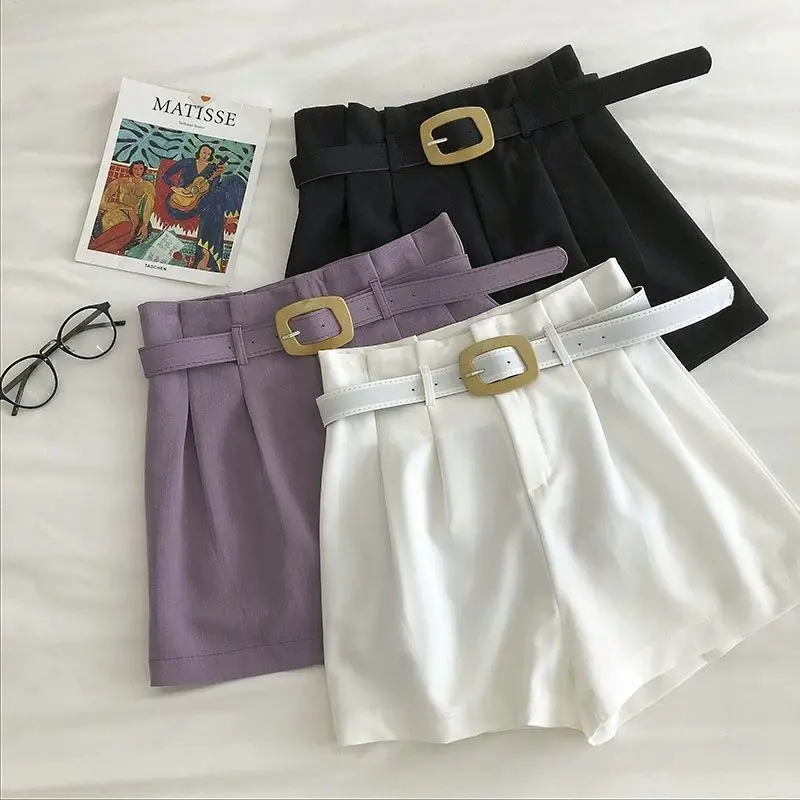 

2023 Summer Women's Suit Shorts Casual Loose Wide Leg Shorts Pockets Office Solid Color Short Pants Oversize Shorts Women Q172