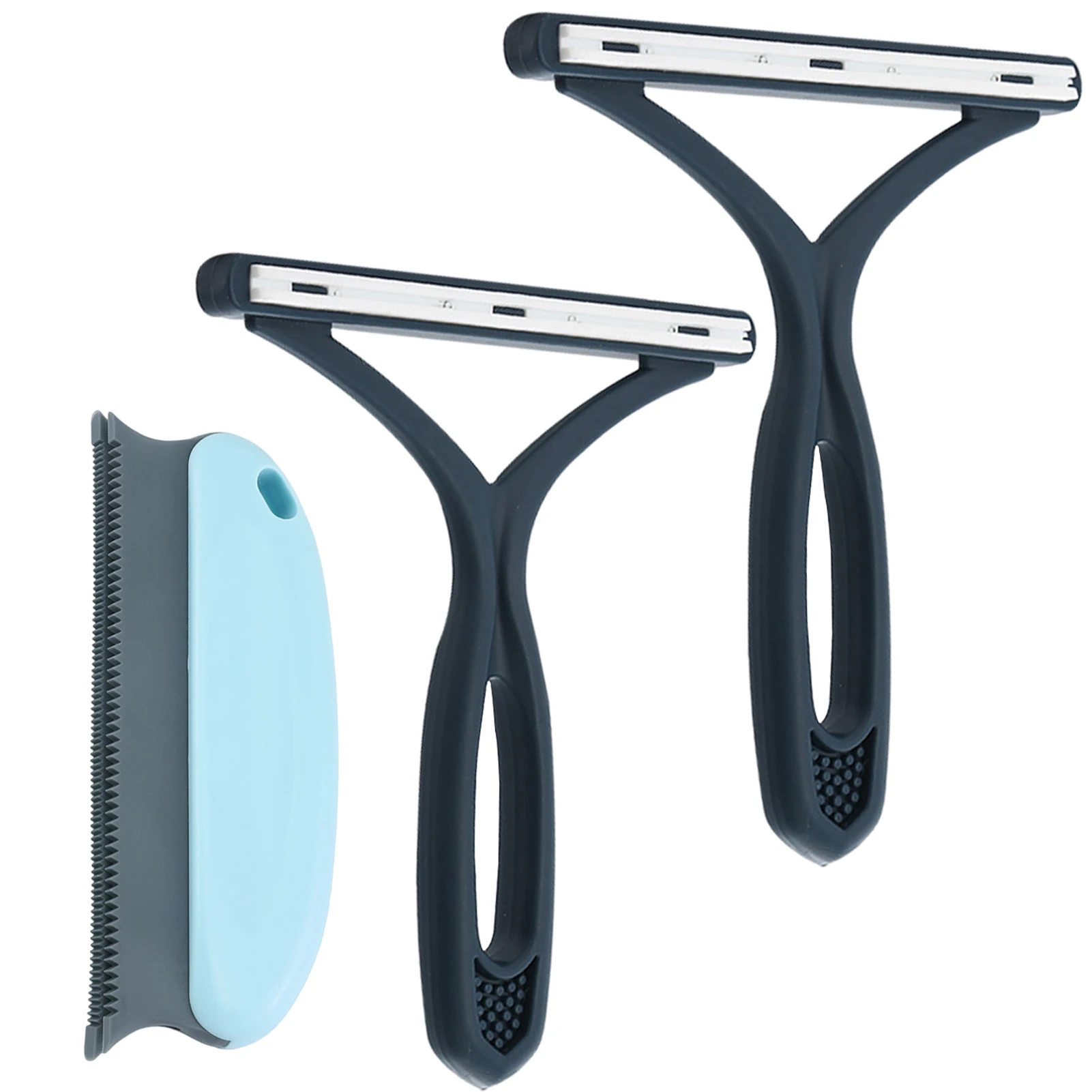 

3pcs Handle Carpets Hair Remover Portable Manual Household For Pets Scraper Clothes Replaceable Head Plastic Cleaning Tools