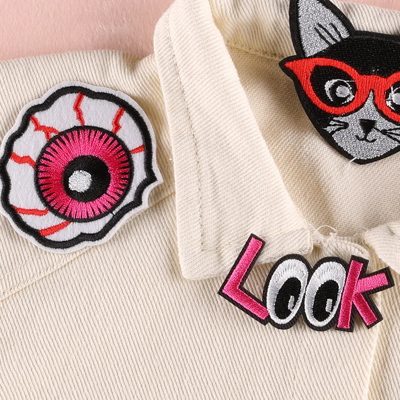 FZdiy Patches for Clothing Cat Butterfly Red Lips Thermoadhesive Patch Iron on Embroidery Applique Clothes |