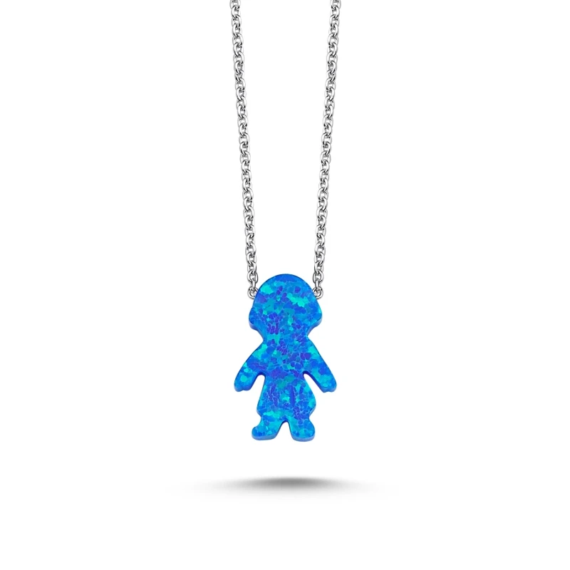 

Silver 925 Sterling Blue Opal Pendant