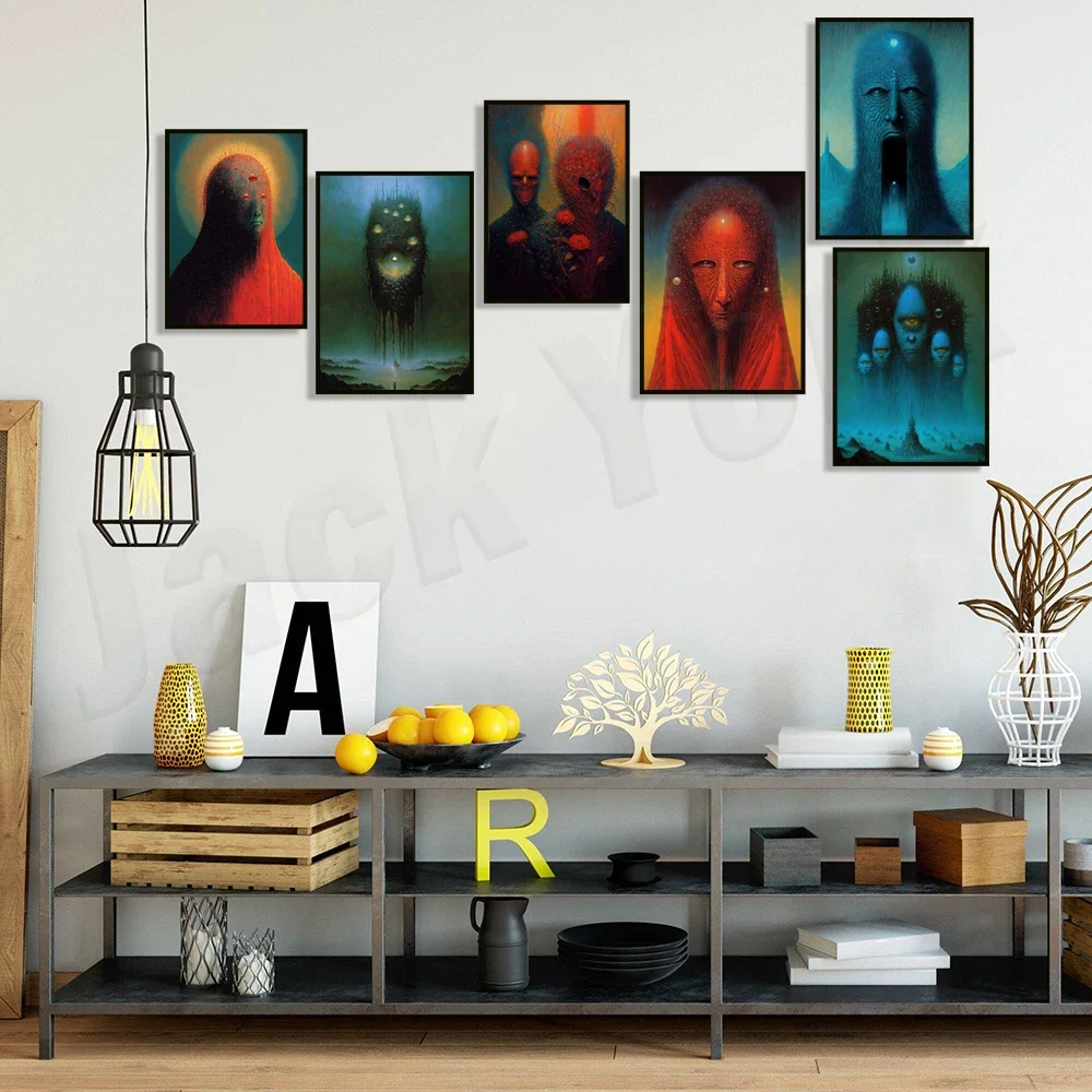 Плакат Zdzisław Beksiński польское искусство глаз судьбы сюрреалистический