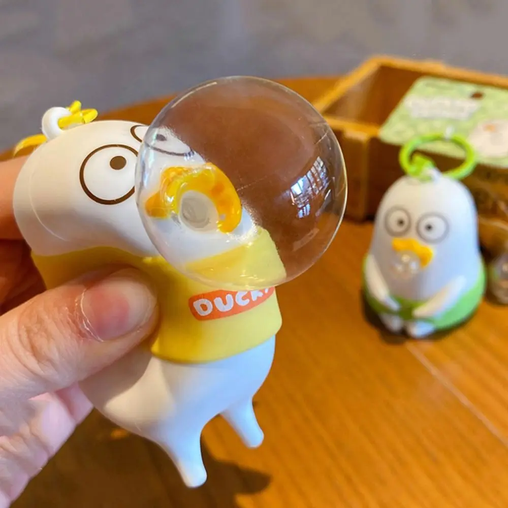 Фото Брелок для ключей Blow Bubble Duckyo Friends, высокоэластичная игрушка для зажима утки, новинка, мягкий мультяшный брелок для ключей с пузырьками, декор для сумки №1