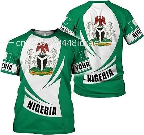 2024 футболка с эмблемой нигерийского флага 3D Мужская одежда женская для фаната y2k