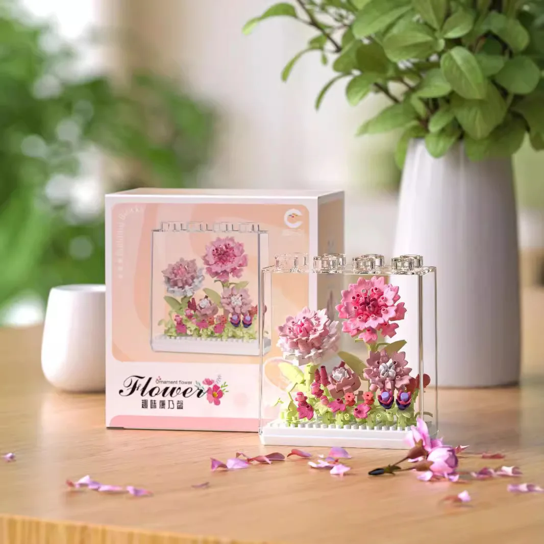 Мини-букет цветов строительный блок игрушка для детей девочек от 7 до 10 лет