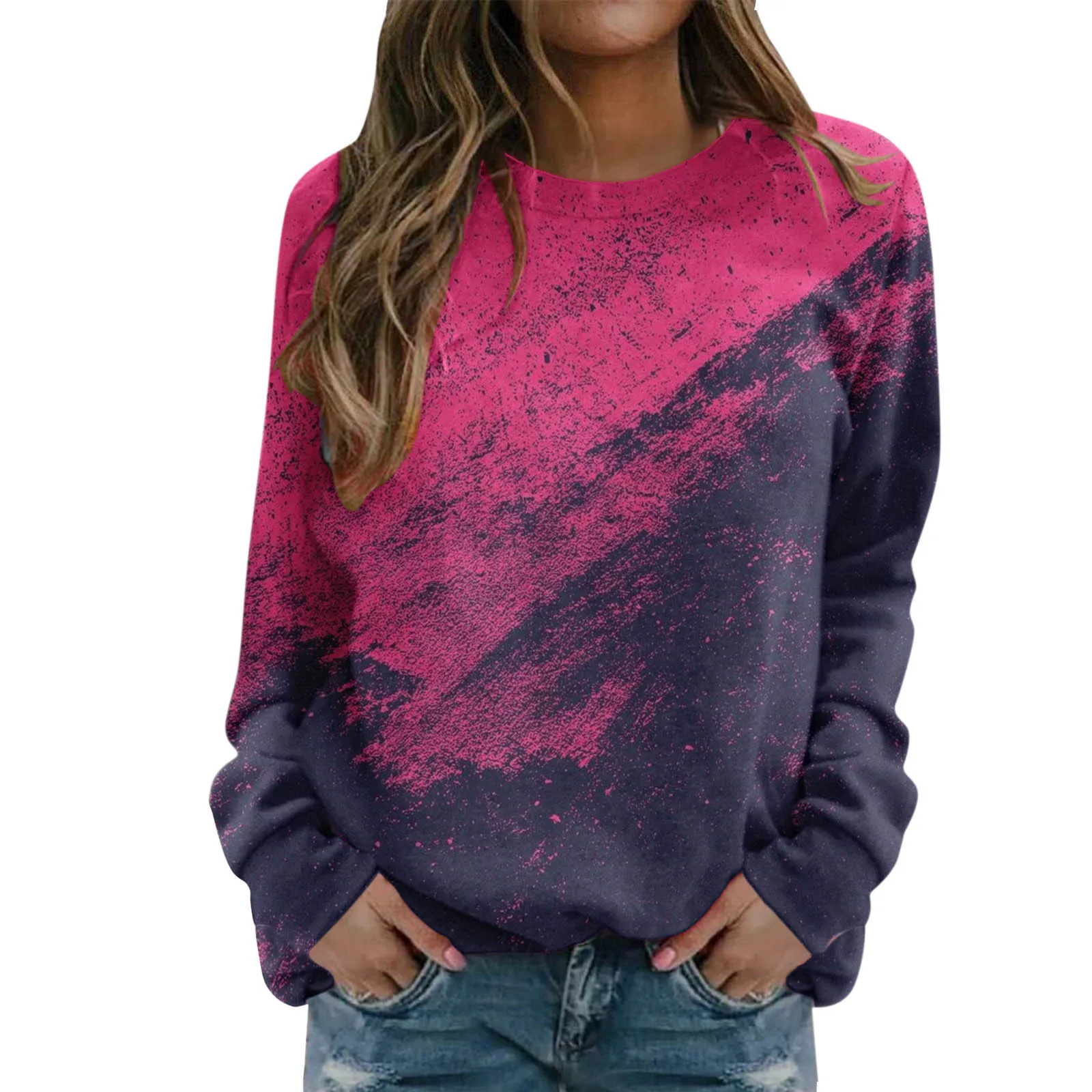 

Women Casual Tie Dye Printing Sweatshirt Top Long Sleeved Sweatshirt Casual Pullover Top Designer Sweats Women
