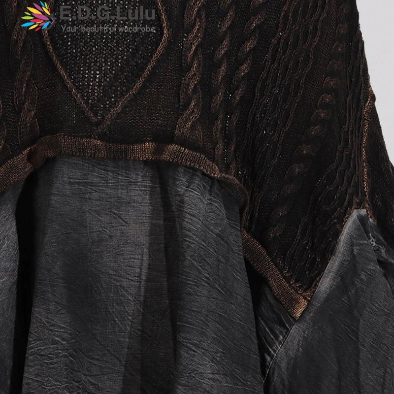 EDGLuLu модный дизайн с рукавами летучая мышь в стиле пэчворк рюшами свободный