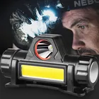 Портативный мини-фонарик Q5 + COB с 2 режимами освещения + 1 * Встроенный аккумулятор 18650, уличный фонарь для кемпинга