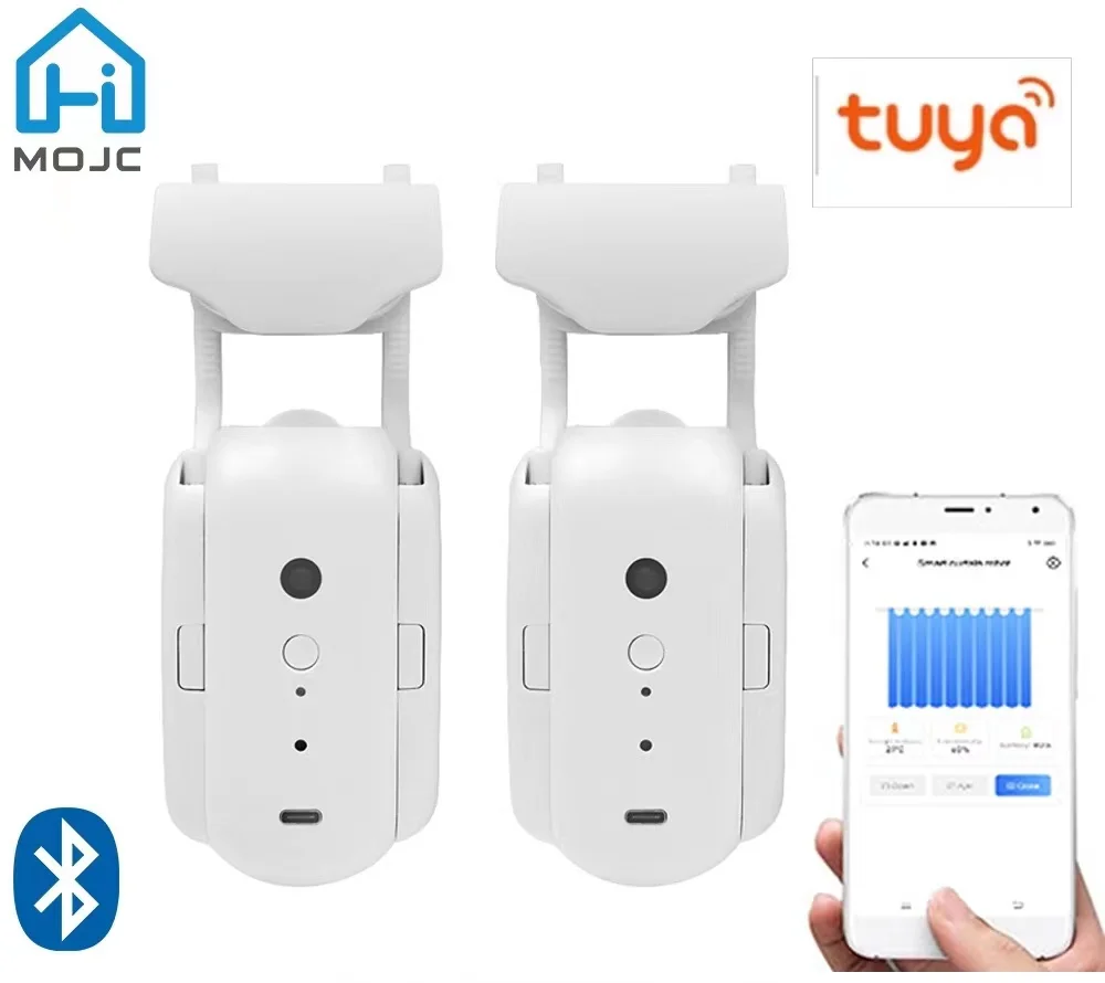 

Умные шторы HIMOJO с электродвигателем Tuya, беспроводное Голосовое управление по Bluetooth для U-образных рельсов/стержней, работает с умным домом