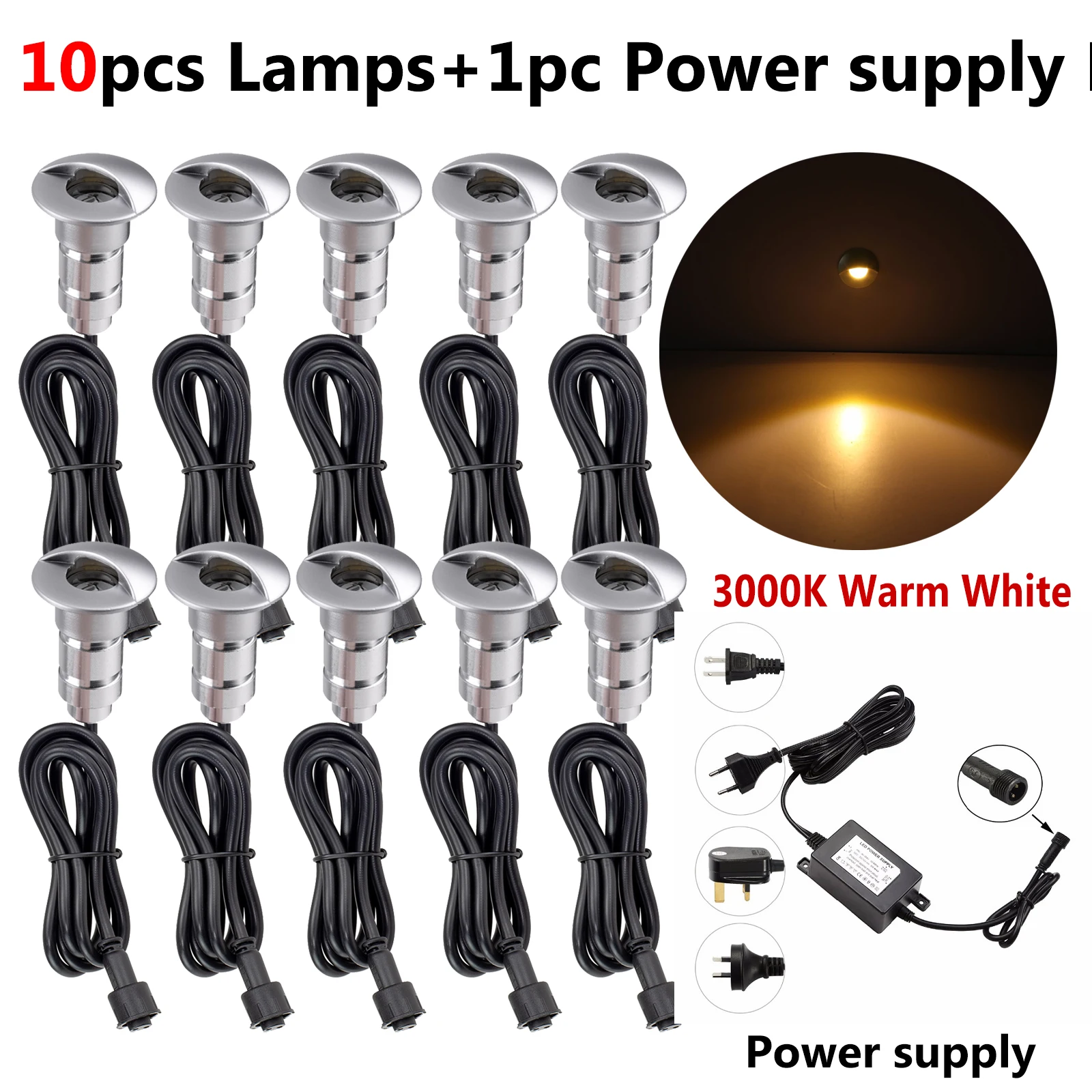 

Светодиодные палубные лампы QACA, 6 шт., светодиодные светильники для лестниц патио DC12V, светодиоды IP65 с трансформатором для внутреннего и наружного освещения садовой дорожки