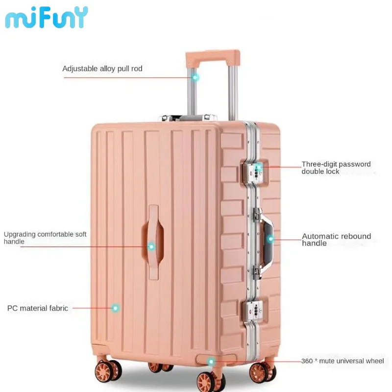 

Carry Luggage with MIFUNY Aluminum Frame Luggage Large Silent Universal Wheels Trolley Travel Suitcase S13280-S13299 Morliron
