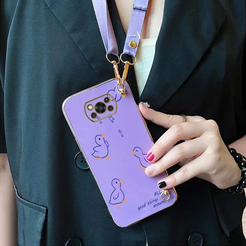 Чехол для телефона с ремешком Singing Duck Xiaomi POCO X3 X5 X65 X4GT X3GT X4Pro X4NFC X5Pro M4Pro M5 M4 F5Pro F5 F4 F4GT