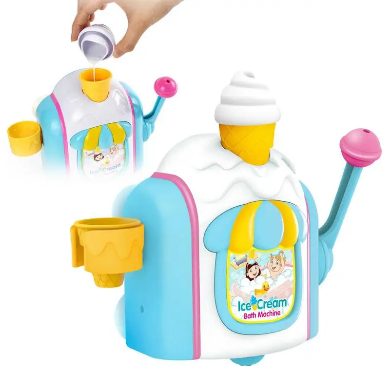 

Bubble Ice Cream Maker Bath Toy Foam Bath Bubble Machine Water Bathtub Toy With 4 Ice Cream Cones Bath Bubble Maker For Bathtub