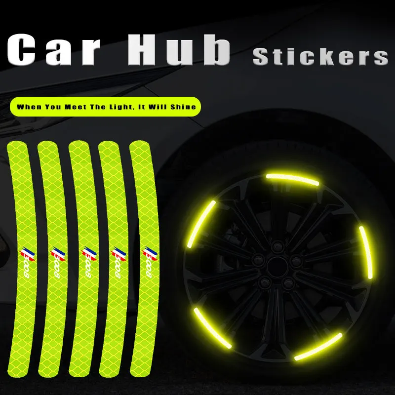 

20pcs High Reflective Stripe Tape Motorcycle Auto Wheel Hub Sticker For Peugeot 3008 Logo Luminous Universal Stickers