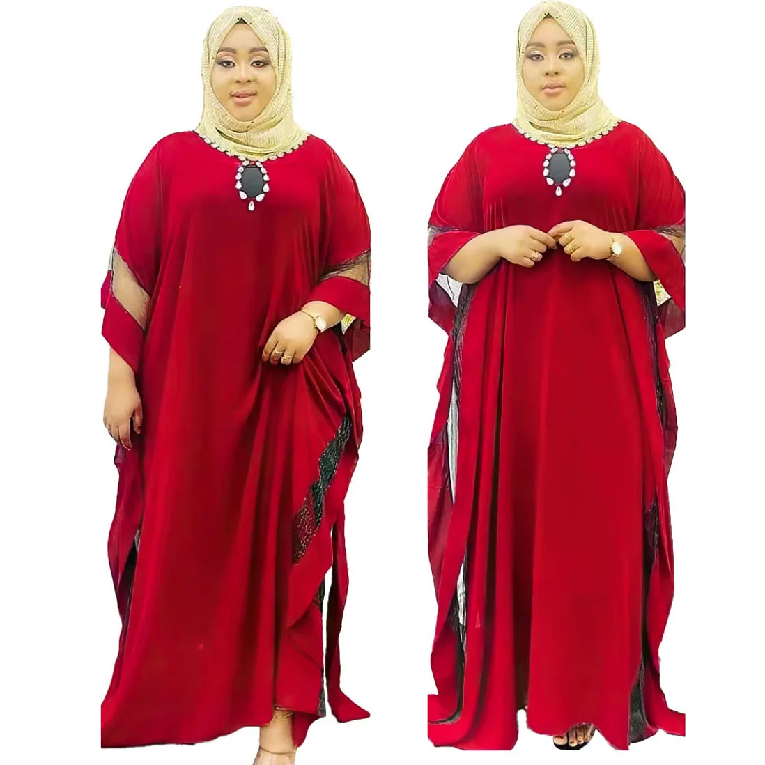 

Plus Size Dresses for Women 2022 Summer African Women V-neck Polyester Short Sleeve Long Dress African Dresses for Women