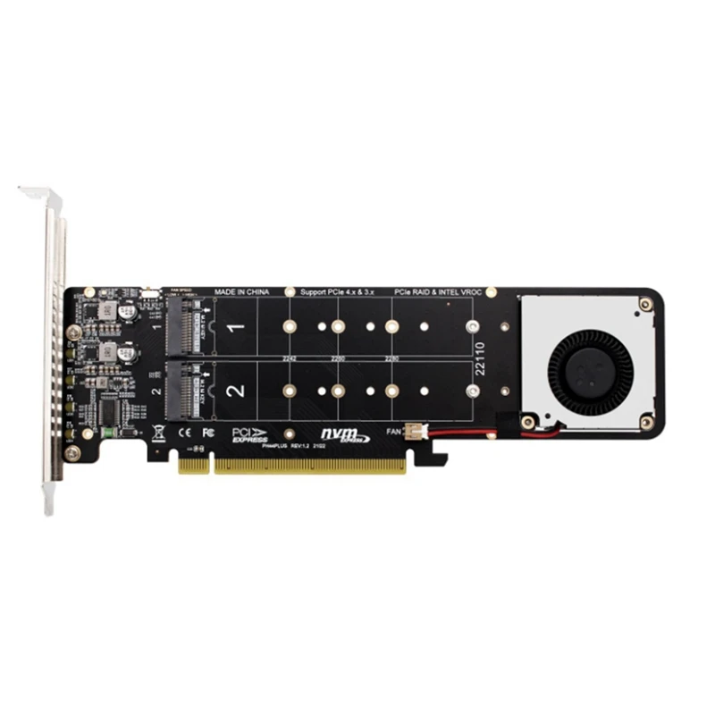 

Double-Sided 4-Disk NVME Raid PCI-E X16 Split Card PCI-E X16 To M.2 M-Key NVME X4SSD RAID Expansion Card Adapter