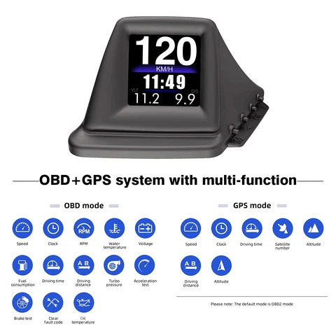 OBD2 GPS Многофункциональный Проекционный Дисплей Автомобильный Спидометр Давление Турбонаддува Температура Масла Расход Топл...