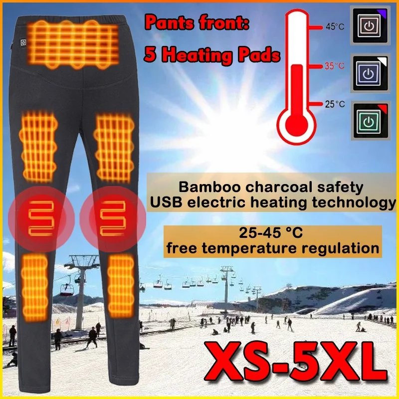 

2022 Upgrade Winter Heated USB Long Underwear Pants Woman Plus Velvet Adjustable Temperature Control Safety Warm Underwear