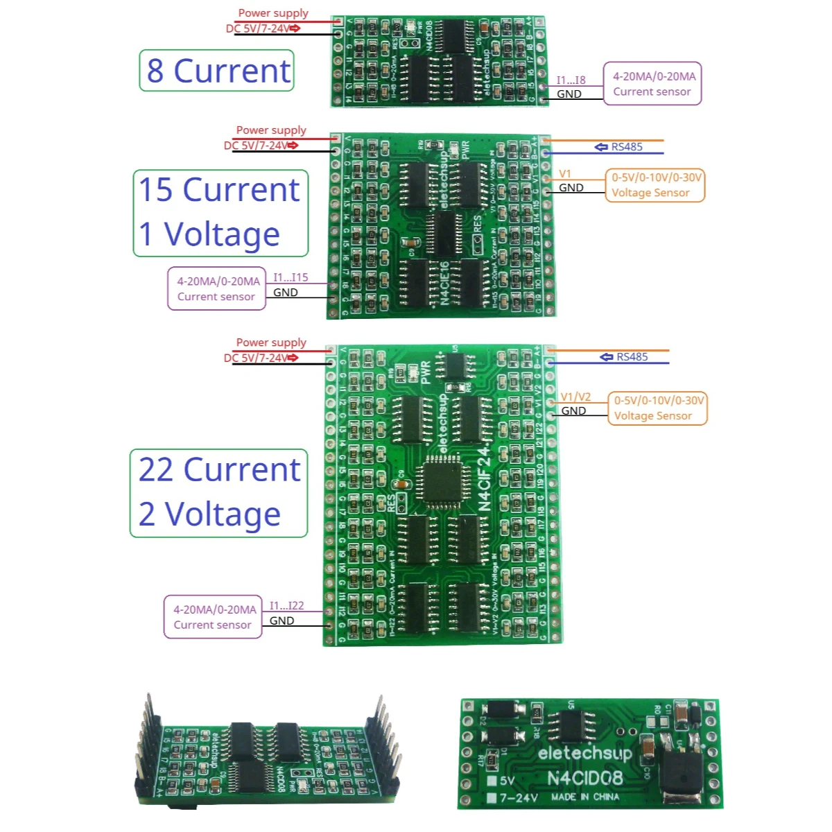 Миниатюрный модуль сбора аналогового входа MODBUS RTU RS485 5 В 12 24 постоянного тока 8