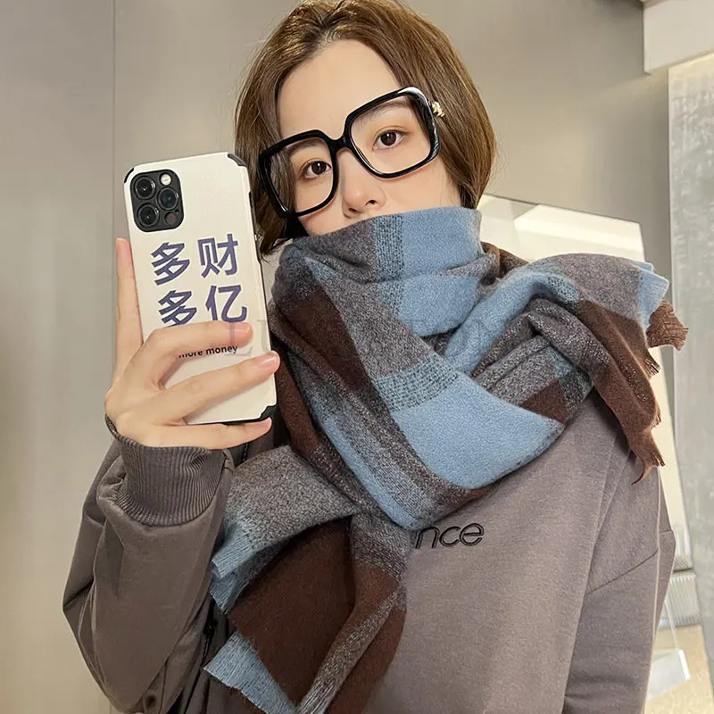 

Luxury Brand Cashmere Women Plaid Scarf Winter Warm Shawl Wrap Bandana Pashmina Long Tassel Female Foulard Thick Blanket