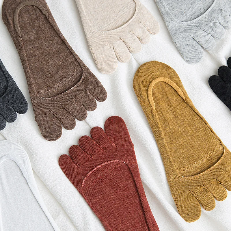 

Носки женские с пятью носками, тонкие однотонные, без застежки, с пятью носками, невидимые, летние