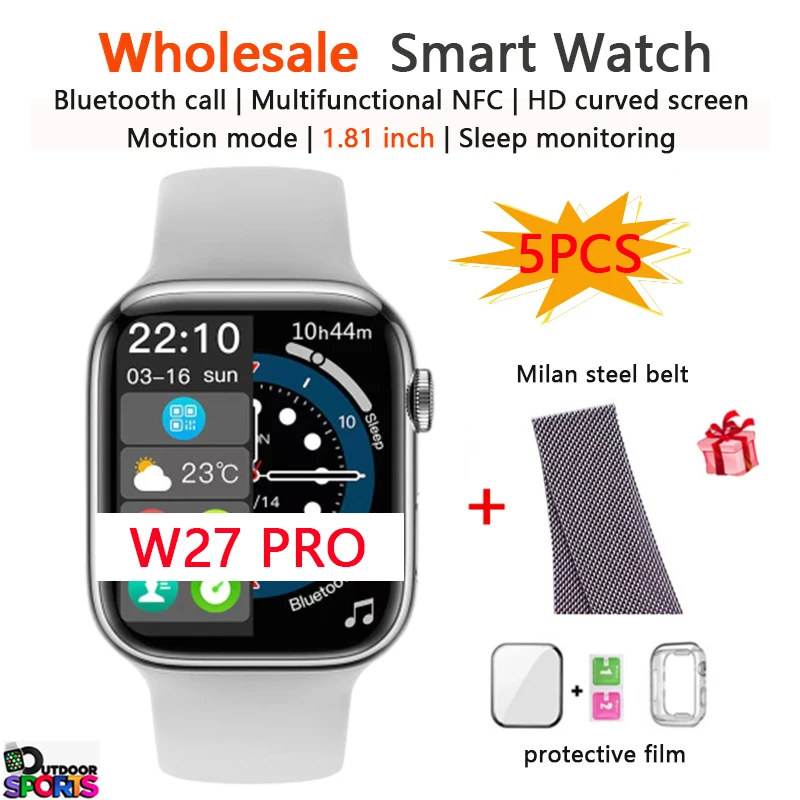 

Смарт-часы w27 pro водонепроницаемые, NFC, IP68, 5 шт.