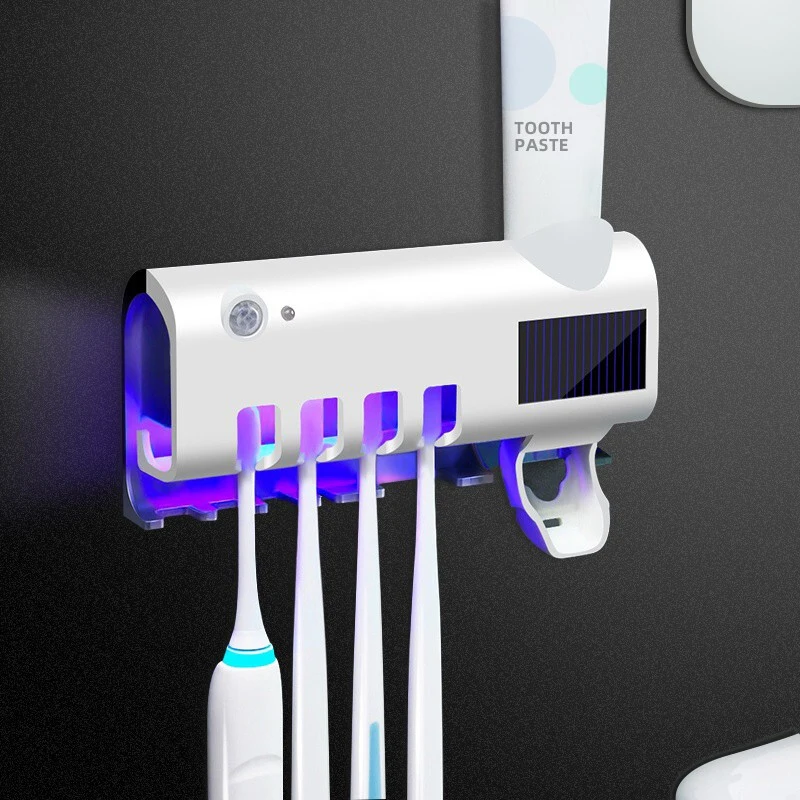 

Wall-mounted Toothbrush Holder Solar UV Light Ultraviolet Toothbrush Sterilizer Automatic Toothpaste Holders Bathroom Accessorie