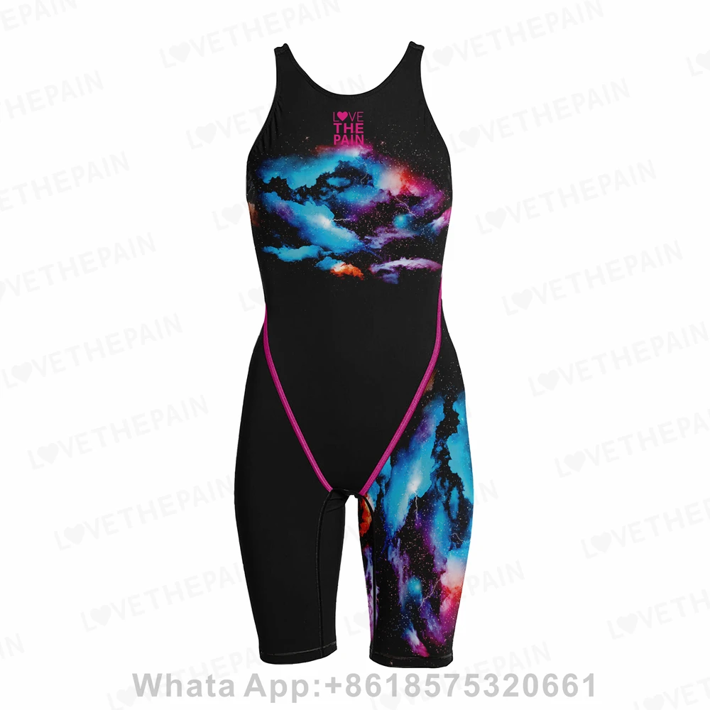 Competition Training Swimwear Tech Suits Neck To Knee Tech Suits Women Kneeskin Open Back Tech Suit Swimsuit Quick Dry Bodysuit