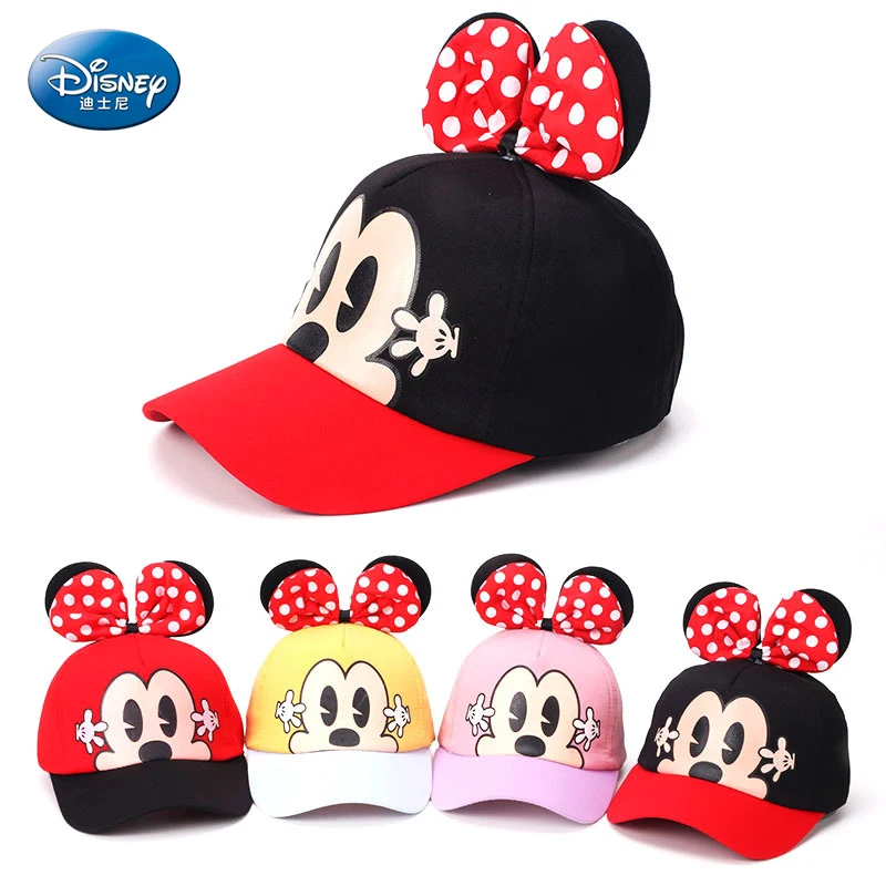 

Disney Mickey Mouse Cap With Bow Polka Dot For Children Baby Baseball Cap For Girls Minnie Mouse Sun Hats Kids Hip Hop Caps 2-7Y