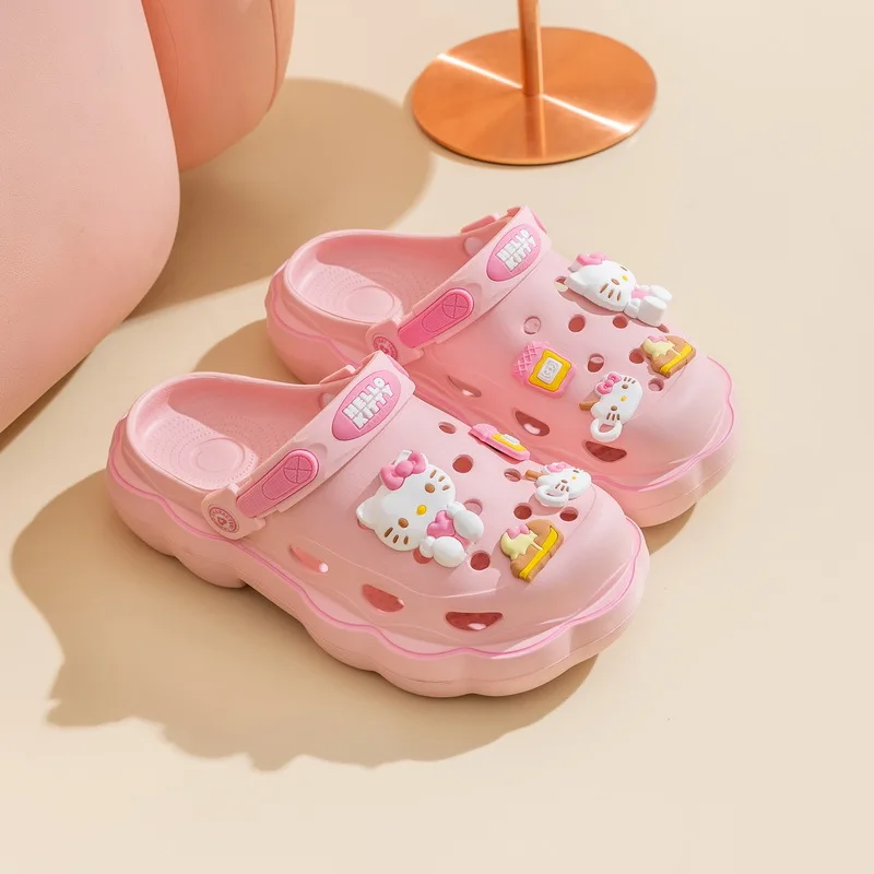 

Sanrio Cartoon Cute Cinnamoroll Kuromi Hellokitty Adult Shoes Eva Garden Shoes Outdoor Beach Shoes Men Women Baotou Sandal Gifts