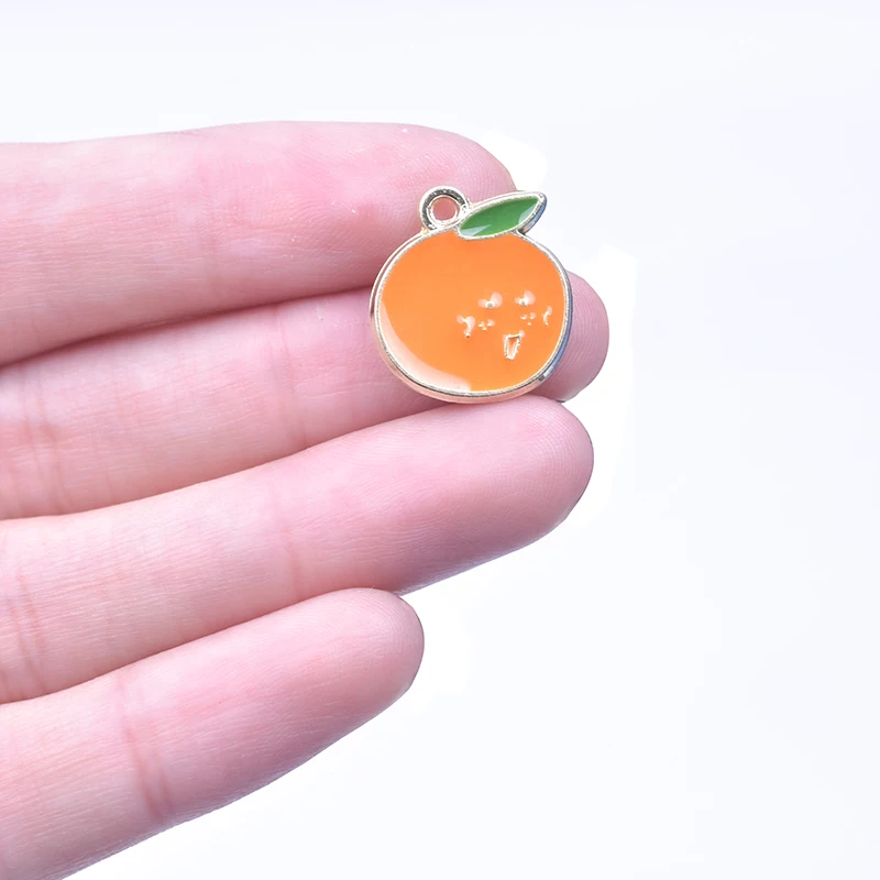 

25pcs/Lot Kawaii Colorful Orange Charms Alloy Drip Oil Pendant For Necklace Earrings Bracelet Jewelry Making DIY Accessories