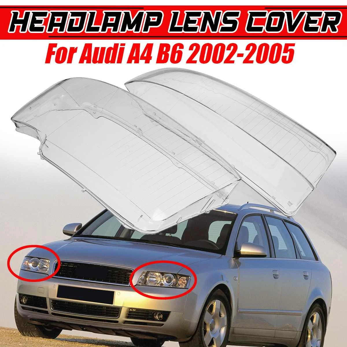 

2pcs Car Front Headlamps Lampshades Shell Headlights Covers 8E0941030F 8E0941029F For Audi A4 B6 S4 2002 2003 2004 2005