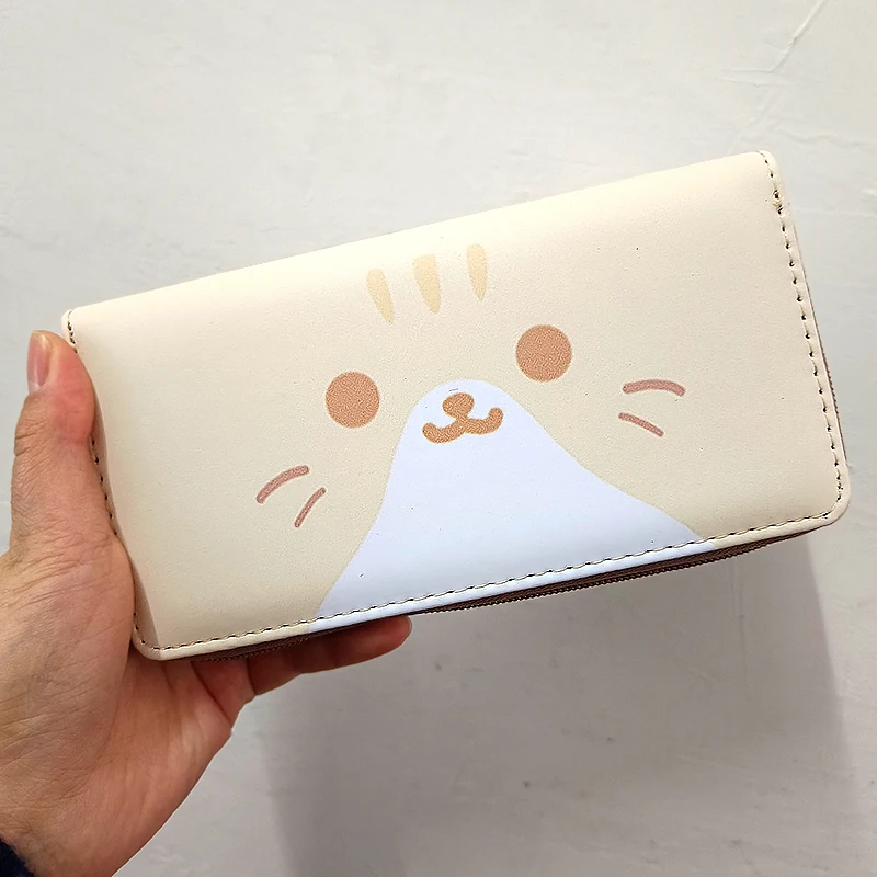 

Anime Cartoon Neko Atsume Long Zipper Wallets Cute Cat Design Purses Clutch Female Card Holder