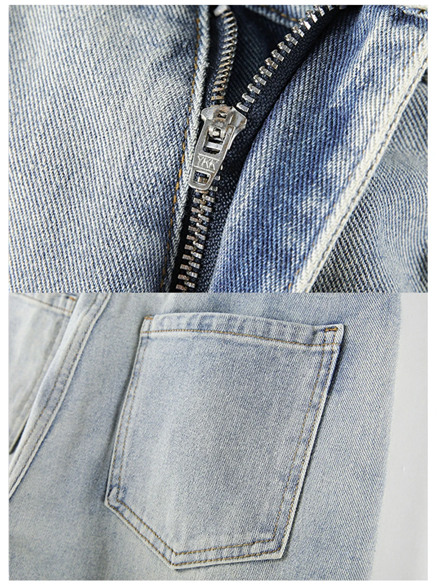 Four Seasons Men Jeans High Street Washed Y2kmen Jeans Raw Edge Splash Ink Straight Pants Fashion Streetwear Ins Hot Sale JEANS